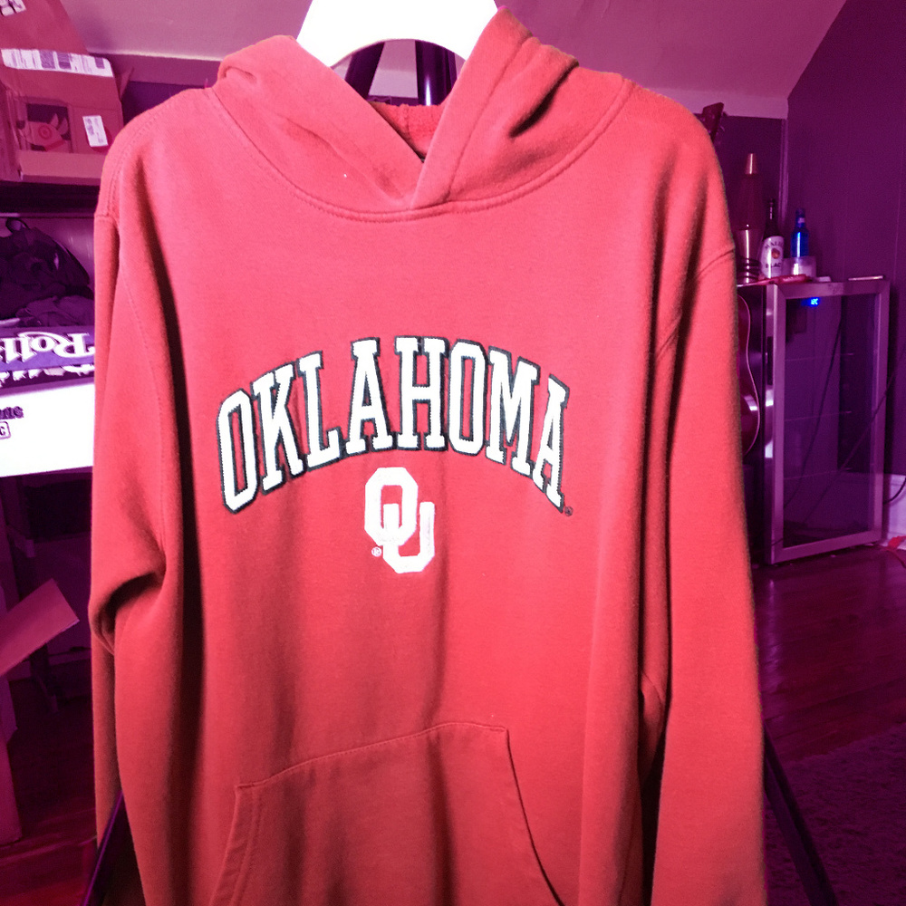 Red Oklahoma Sooners Football OU Hoodie Youth SM
